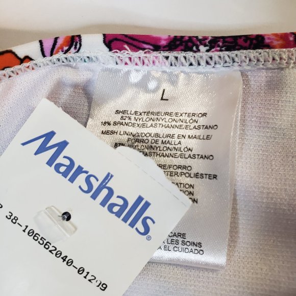 Jones New York Pink Floral 2 Piece Swimsuit Bathing Suit L M Halter High Waist - Picture 8 of 11